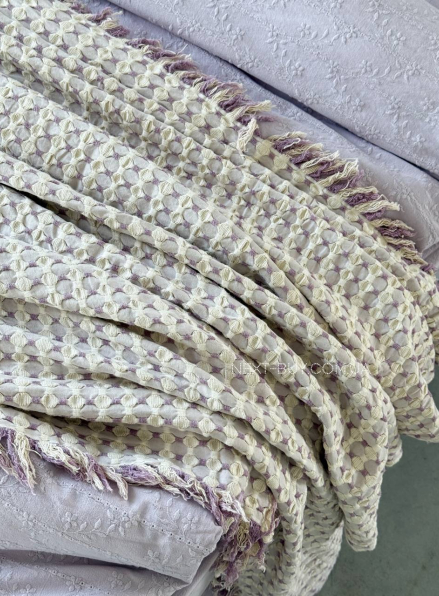 Постільна білизна з простирадлом на резинці Resital Lilac євро жакард, варена бавовна