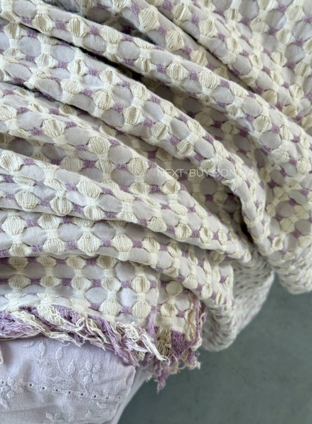 Легкий плед жатка з бахромою Maison D'or Paris Melodia фіолетовий 220х240