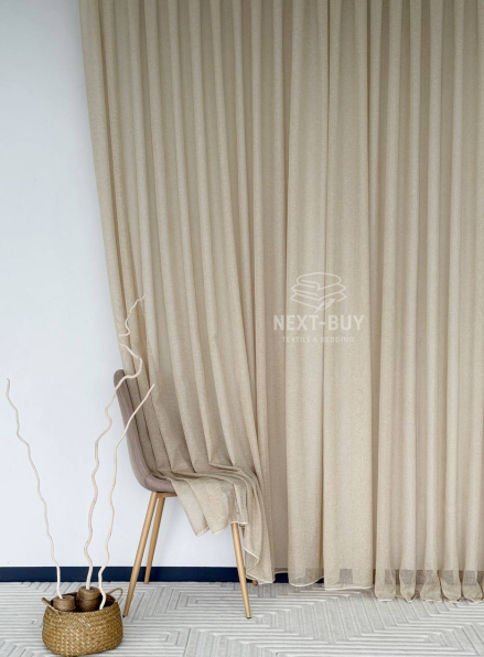 Бежевий тюль з льону Beige Cloud Veil Туреччина