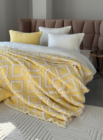 Муслінове покривало з наволочками Saheser Sonia krem-yellow євро Туреччина