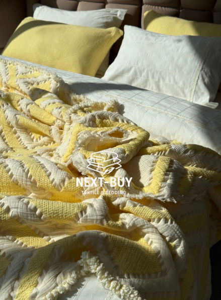 Муслінове покривало з наволочками Saheser Sonia krem-yellow євро Туреччина