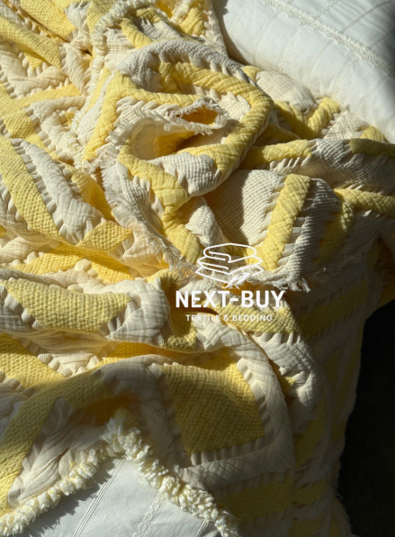 Муслінове покривало з наволочками Saheser Sonia krem-yellow євро Туреччина