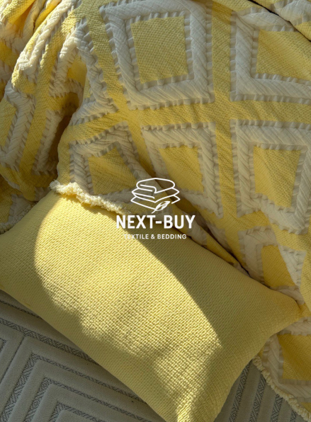 Муслінове покривало з наволочками Saheser Sonia krem-yellow євро Туреччина