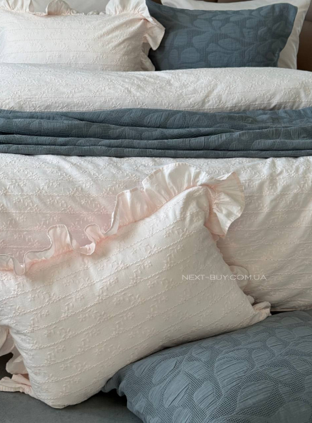 Постільна білизна з простирадлом на резинці Resital Pudra євро жакард, варена бавовна