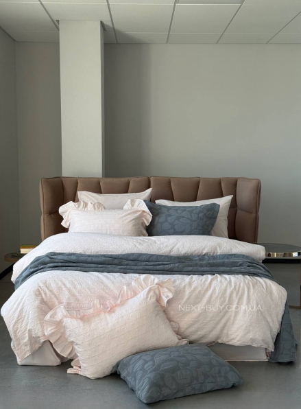 Постільна білизна з простирадлом на резинці Resital Pudra євро жакард, варена бавовна