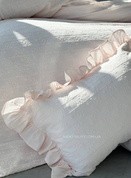 Постільна білизна з простирадлом на резинці Resital Pudra євро жакард, варена бавовна