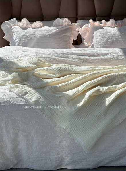Постільна білизна з простирадлом на резинці Resital Pudra євро жакард, варена бавовна