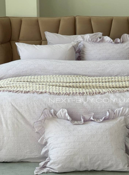 Постільна білизна з простирадлом на резинці Resital Pudra євро жакард, варена бавовна