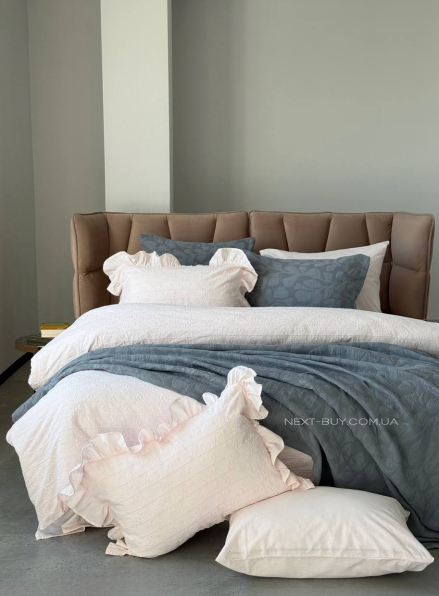 Жакардове покривало з наволочками Saheser Bambi gri  євро Туреччина