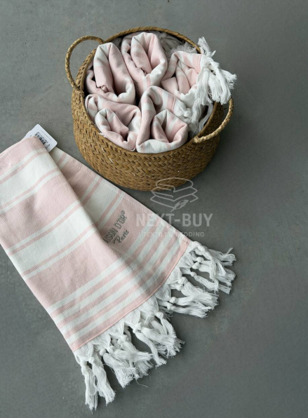 Рушник-пештемаль Maison D’or Primavera Beach Rose White 40×70 см | 100% бавовна, махра + жаккард, Туреччина
