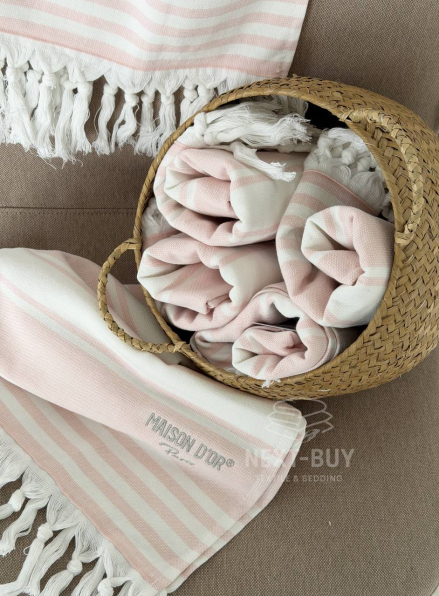 Рушник-пештемаль Maison D’or Primavera Beach Rose White 40×70 см | 100% бавовна, махра + жаккард, Туреччина