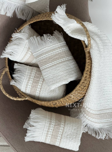 Кухонний рушник Maison D’or Serviette 30×50 см ecru beige | махра з бахромою, Туреччина