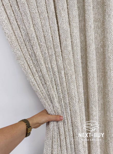 Тюль фактурний льон сітка бежевий Boho Linen Flow Beige-Cream Італія