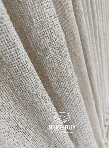 Тюль фактурний льон сітка бежевий Boho Linen Flow Beige-Cream Італія