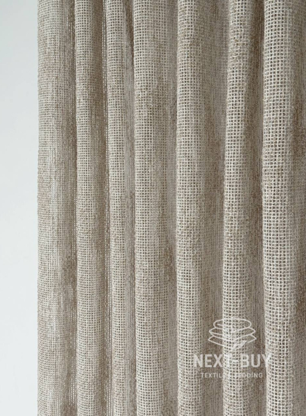 Тюль фактурний льон сітка кавового кольору Boho Linen Flow Woodsmoke Італія
