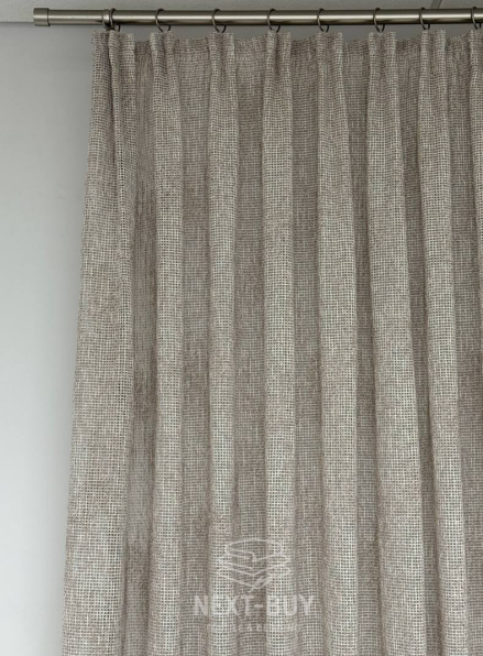 Тюль фактурний льон сітка кавового кольору Boho Linen Flow Woodsmoke Італія