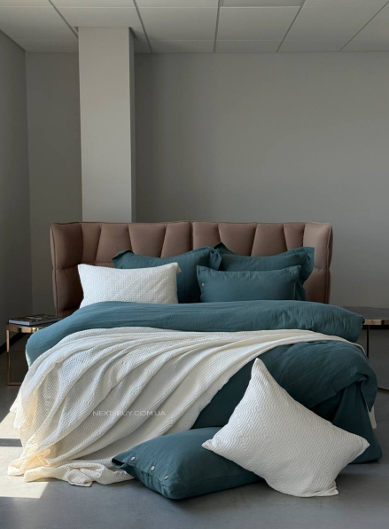 Жакардове покривало з наволочками Saheser Salsa krem євро Туреччина