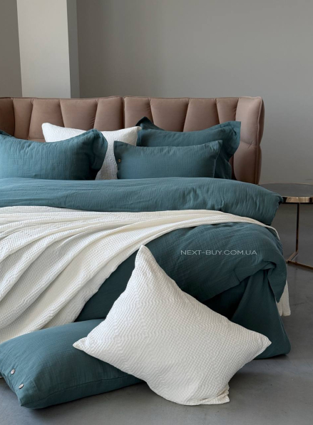 Жакардове покривало з наволочками Saheser Salsa krem євро Туреччина