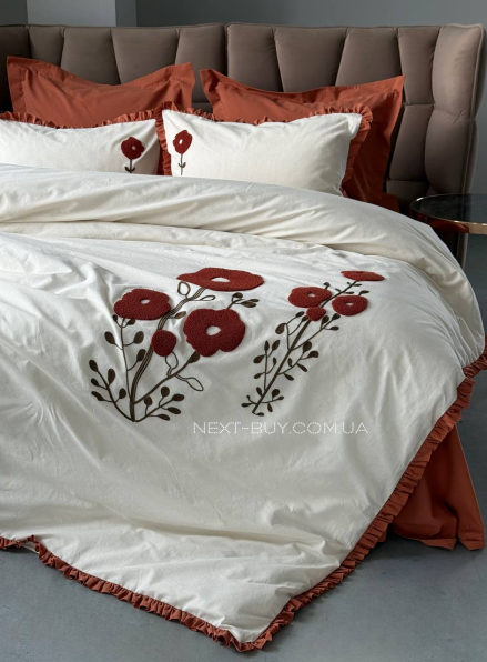 Постільна білизна Saheser Alessa Keremit євро 200х220 з вишивкою