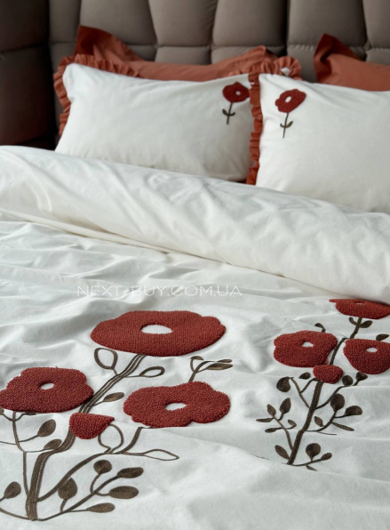 Постільна білизна Saheser Alessa Keremit євро 200х220 з вишивкою