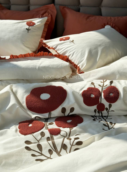 Постільна білизна Saheser Alessa Keremit євро 200х220 з вишивкою