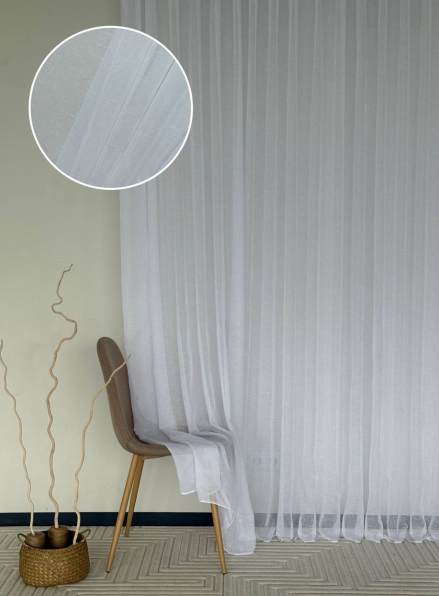 Тюль Linen Sofia Veil — білий льон преміум якості, Туреччина