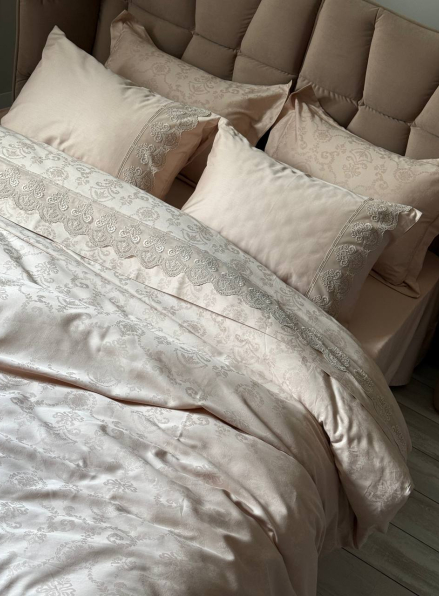 Maison D'or Mirabella Dantella beige постільна білизна 200x220см сатин жаккард бежевий