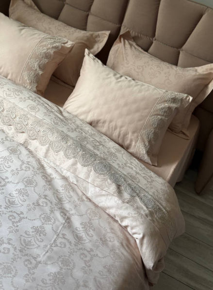 Maison D'or Mirabella Dantella beige постільна білизна 200x220см сатин жаккард бежевий