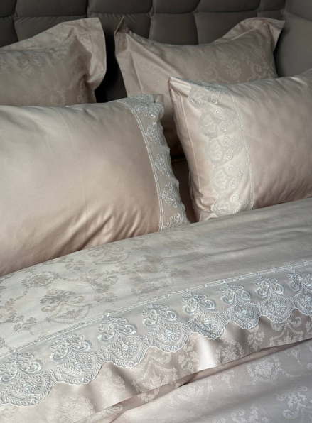 Maison D'or Mirabella Dantella beige постільна білизна 200x220см сатин жаккард бежевий