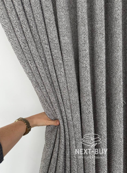 Тюль Boho Linen Flow Grey — сірий льон-сітка, Італія