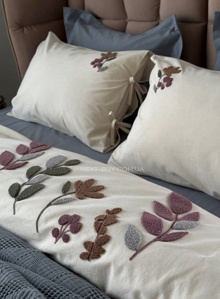 Постільна білизна з піке з простирадлом на резинці Saheser Paula Gri євро