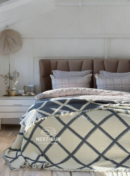 Муслиновое покрывало Sage bloom Antrasit евро Турция