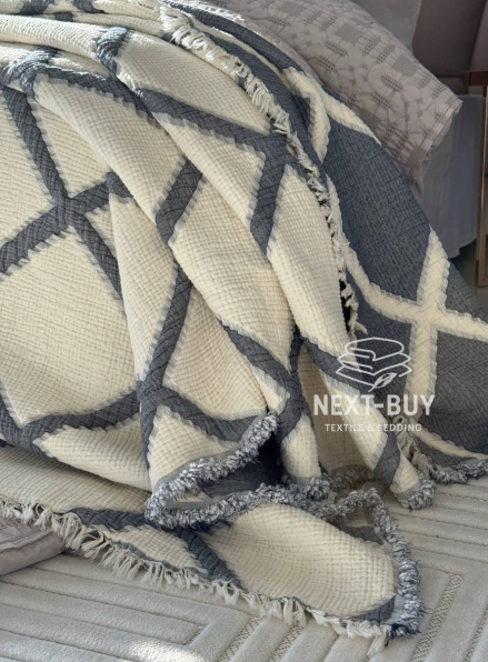 Муслиновое покрывало Sage bloom Antrasit евро Турция