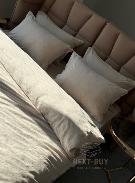 Ексклюзивна постільна білизна Limasso Cassandra Cream 200x220 з вареної бавовни