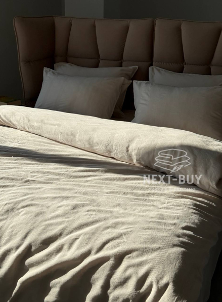 Ексклюзивна постільна білизна Limasso Cassandra Cream 200x220 з вареної бавовни