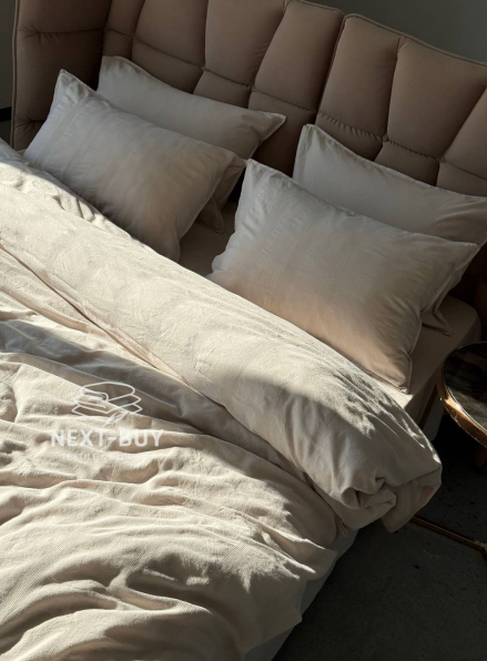 Ексклюзивна постільна білизна Limasso Cassandra Cream 200x220 з вареної бавовни