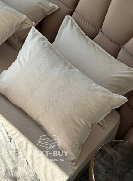 Ексклюзивна постільна білизна Limasso Cassandra Cream 200x220 з вареної бавовни