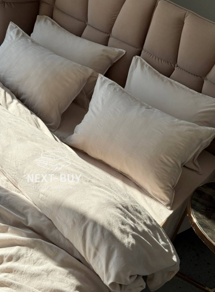 Ексклюзивна постільна білизна Limasso Cassandra Cream 200x220 з вареної бавовни