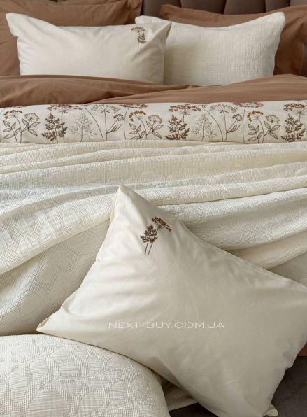 Жакардове покривало з наволочками Saheser Bambi krem  євро Туреччина