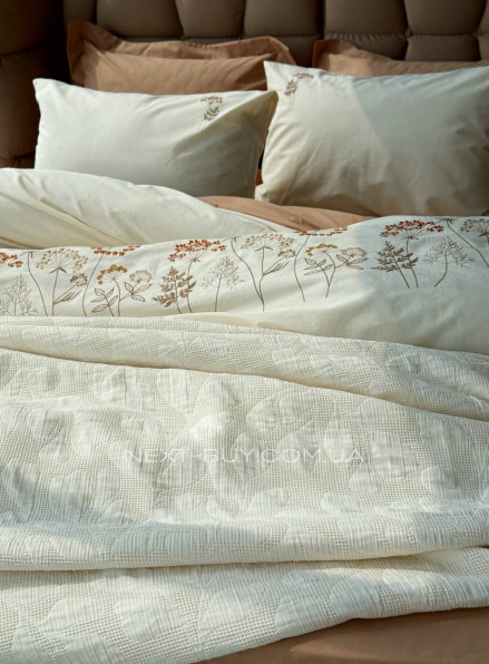 Жакардове покривало з наволочками Saheser Bambi krem  євро Туреччина