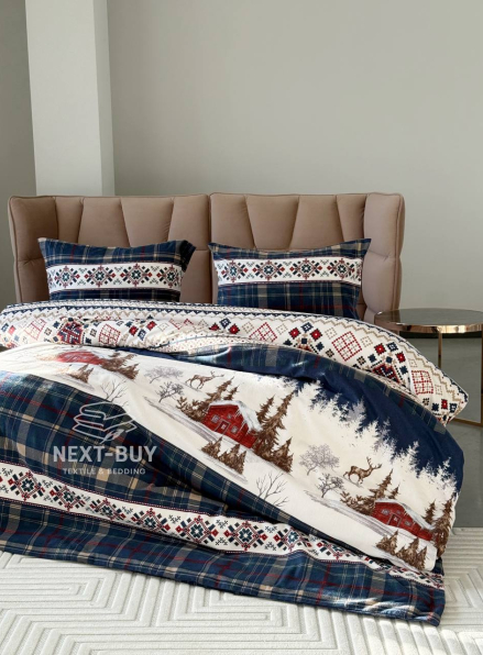 Постільна білизна First Choice фланель Nature navy сімейний 160х220х2