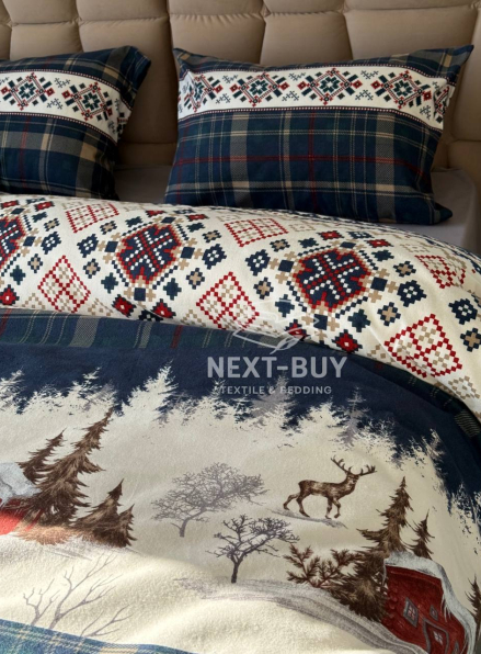 Постільна білизна First Choice фланель Nature navy полуторний 160х220