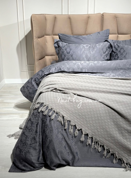 Maison D'or Paris My Favorite плед з бахромою сірий 180х220