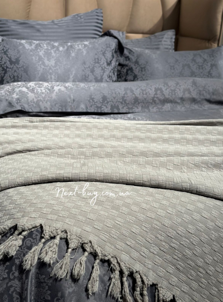 Maison D'or Paris My Favorite плед з бахромою сірий 180х220