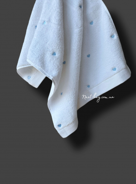 Махровое полотенце для бани Cestepe Kalpli Nakisli white-blue 70х140 Турция