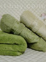 Комплект полотенец сауна Cestepe 3 Orient micro Delux Green 100% cotton 90х150 Турция — изображение 3
