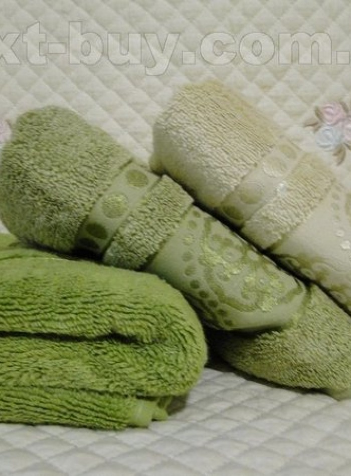 Комплект полотенец сауна Cestepe 3 Orient micro Delux Green 100% cotton 90х150 Турция — изображение 3