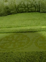 Комплект полотенец сауна Cestepe 3 Orient micro Delux Green 100% cotton 90х150 Турция — изображение 8
