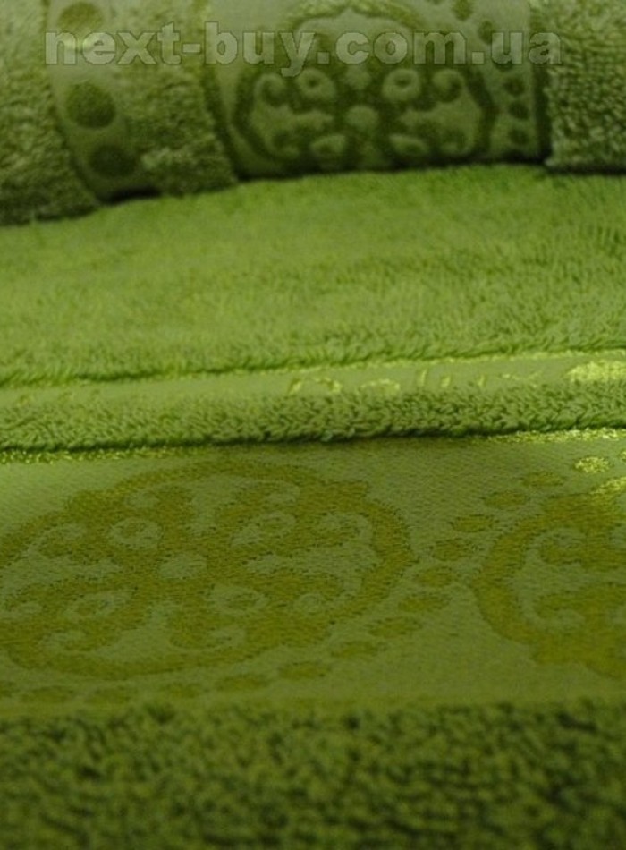 Комплект полотенец сауна Cestepe 3 Orient micro Delux Green 100% cotton 90х150 Турция — изображение 8