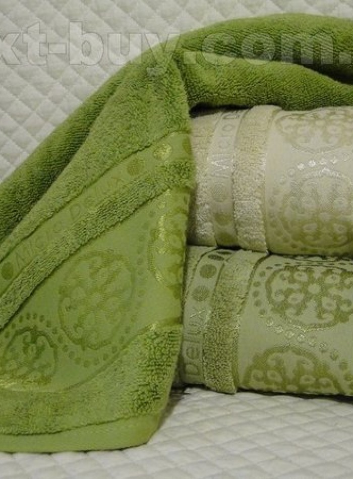 Комплект полотенец сауна Cestepe 3 Orient micro Delux Green 100% cotton 90х150 Турция — изображение 2